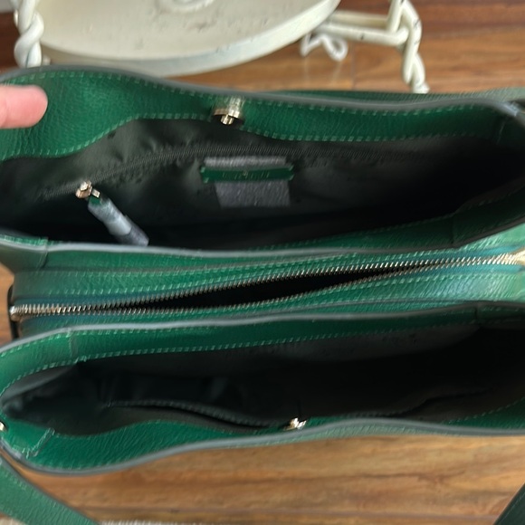 NWT Kate Spade Leila Medium Triple Green Deep Jade Pebbled Leather Shoulder Bag - Picture 10 of 12